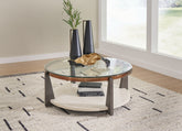 Best Deals Furniture - Ashley Furniture - Frazwa Coffee Table - Round Cocktail Table - T432-8